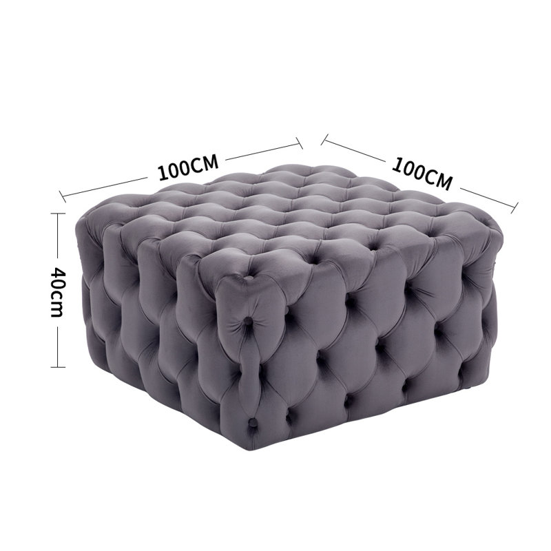Eskew 100cm Wide Velvet No Pattern Cube Ottoman with Storage