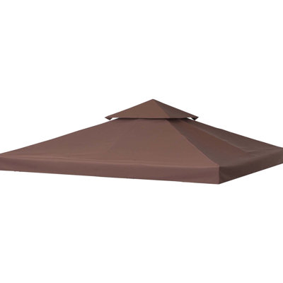 9.8' X Gazebo Replacement Top, 2 Blocking Material, , Coffee, Compatible With 9.96' Outdoor 01-0153 & 100100-076 Top Canopy, For Frames