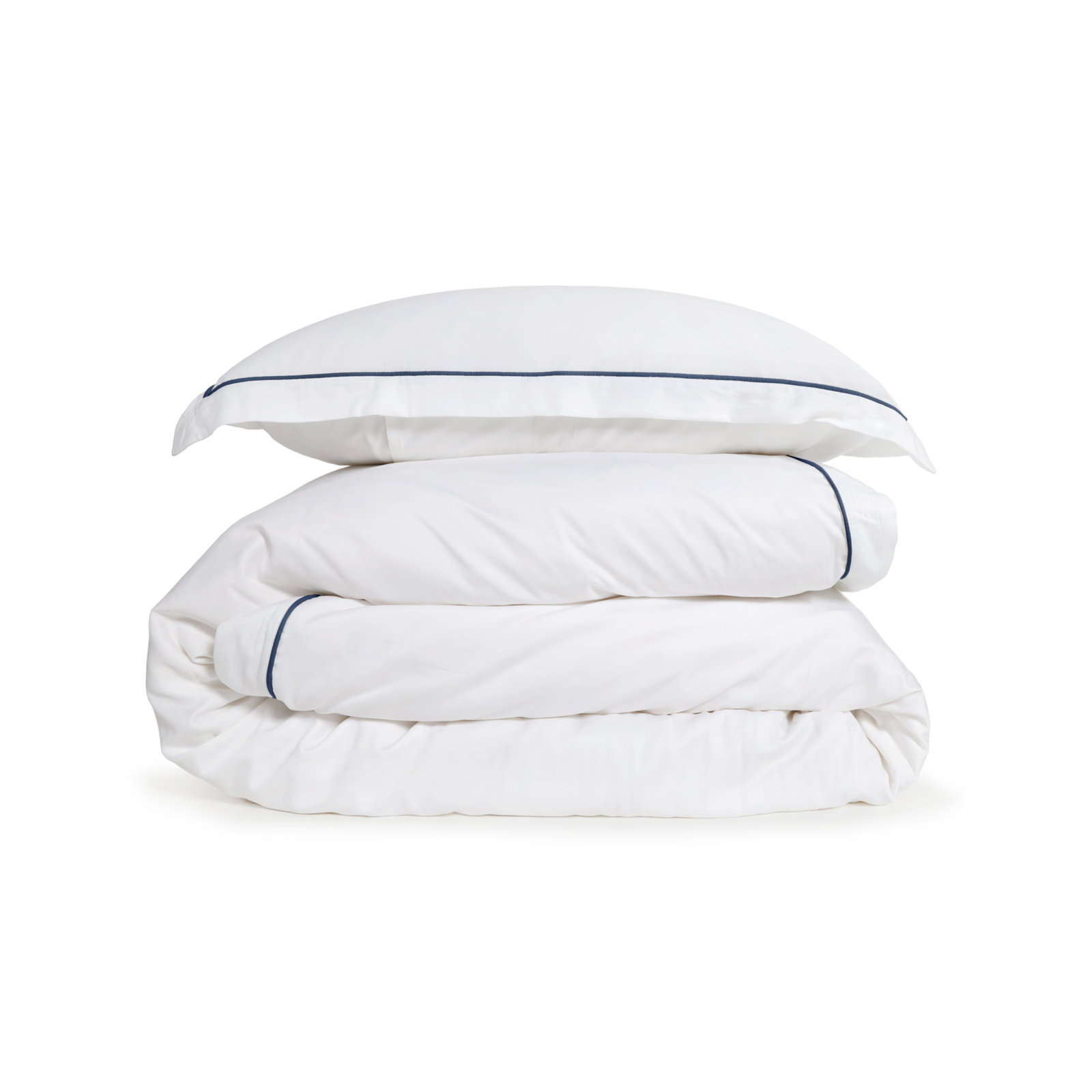 Sheena Rayon Duvet Cover Set, Twin Duvet Cover +  1 Standard Sham, White/Navy