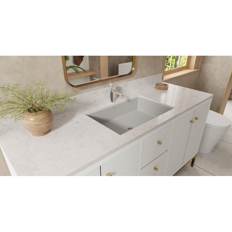 Badeloft 23.6" x 16.3" Rectangular Stone Resin Undermount Bathroom Sink UB-05-M-MGRY in Matte Gray, Matte Gray