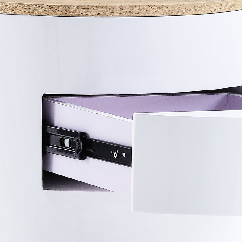 Table d'appoint en bois blanc avec présentoir et utilitaire - entièrement assemblée, assemblage rapide - utilisation élégante sans assemblage requis