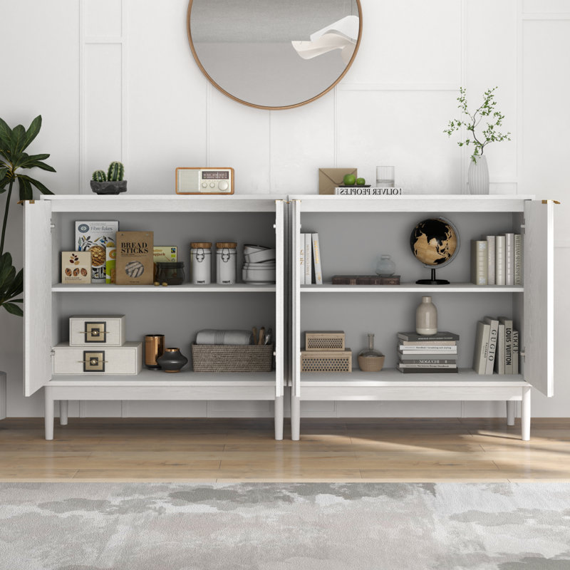 31"Sideboard with Adjustable Shelves(Set of 2), White