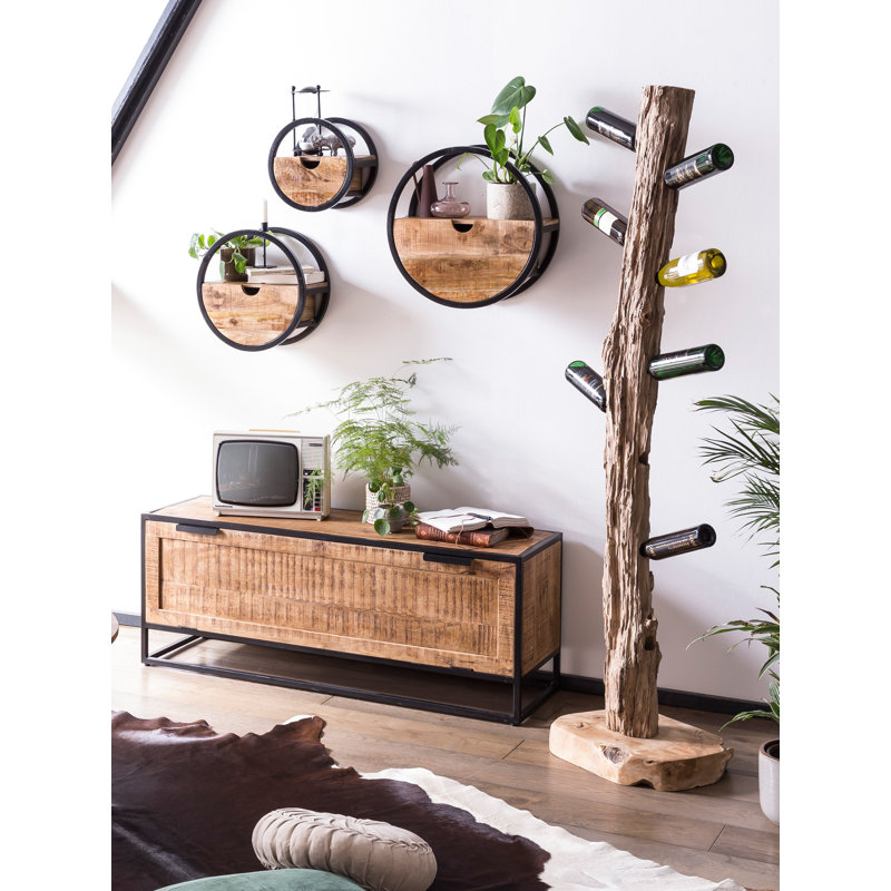 Circle Floating Shelf, 50cm H x 50cm W x 20cm D, Brown