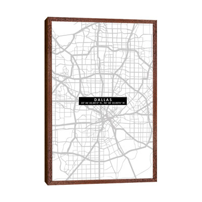 Dallas City Map Minimal - Print on Canvas
