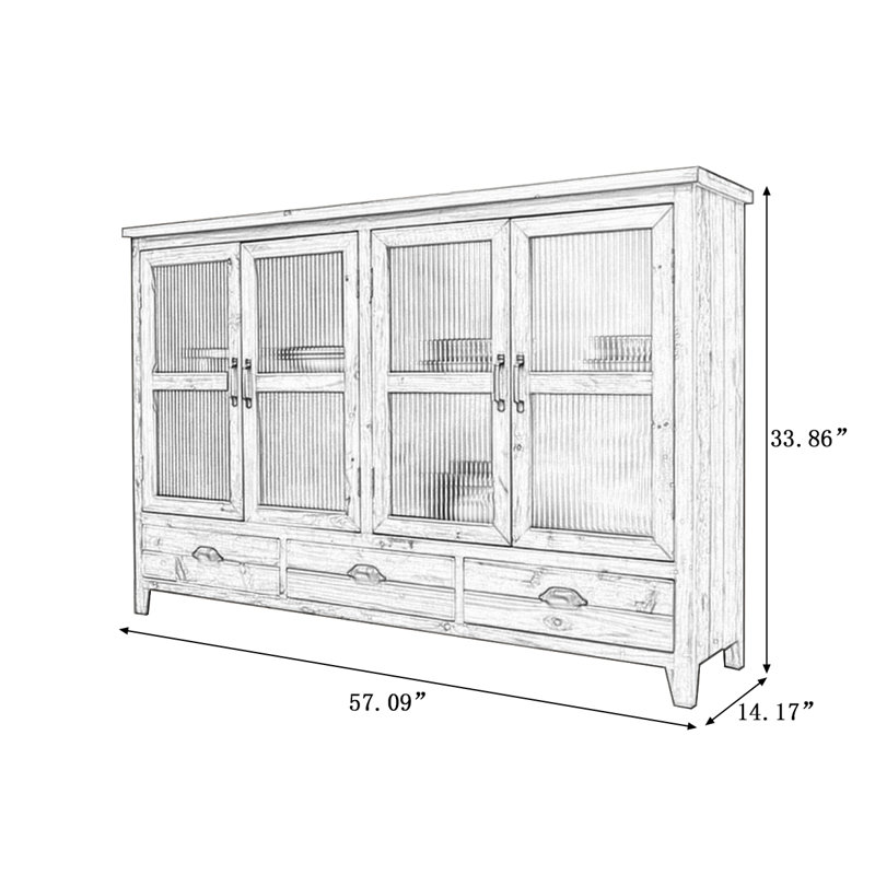 Retro Walnut Solid Wood Sideboard