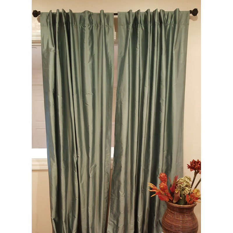 Silk Room Darkening Single Curtain Panel, 50" W x 108" L, Spa