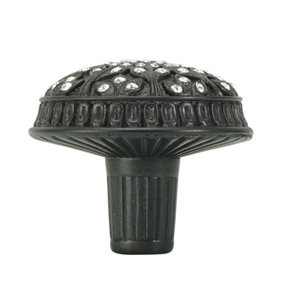 HAMPTON CRYSTALIZED KNOB; DECORATED WITH SWAROVSKI® LT COL TOPAZ CRYSTALS; BURNISH BRASS