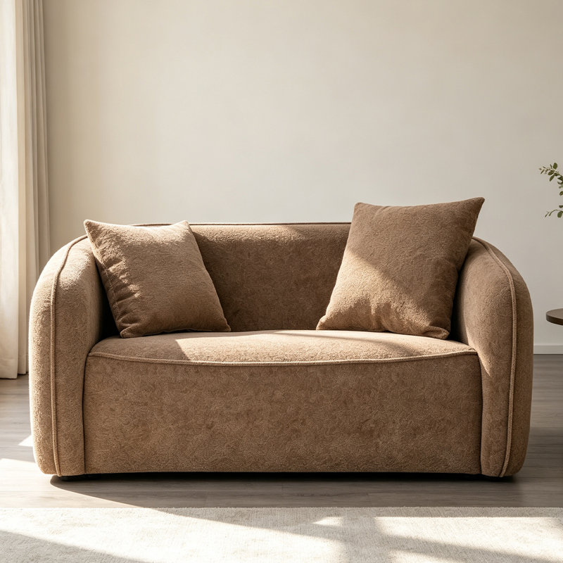 Brown Chenille Loveseat Sofa