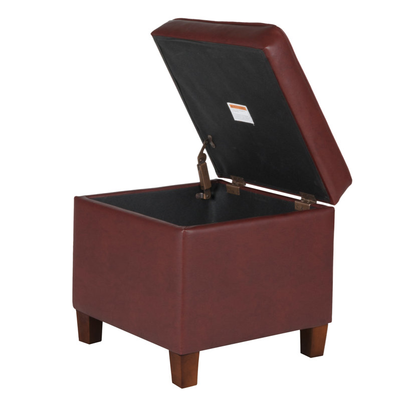 Gamalier Square Tufted Storage Ottoman, Dark Red