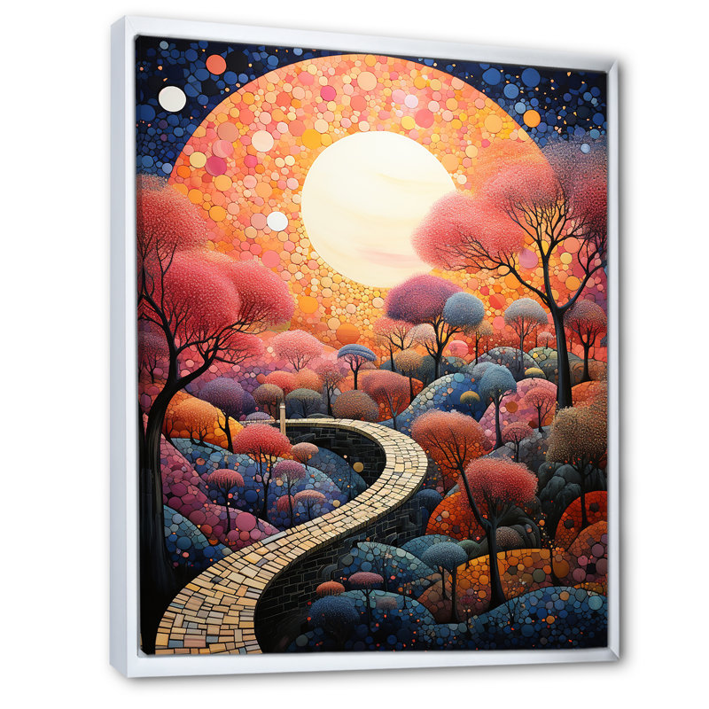 «Dangirutis River Whimsical Thorugh Forest Landscape V», reproduction sur toile, H 20 po x l 12 po, Cadre flottant blanc