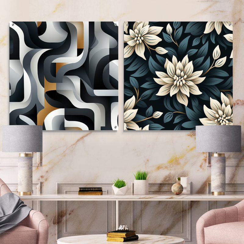 Essence monochrome - ensemble de 2 art mural en verre acrylique, H 36 po x l 73 po