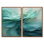 «Green and White Soft Ink Spirals», art abstrait sur toile, ensemble d'art abstrait mural vert