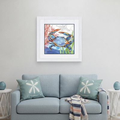 Oceana Crab White Framed Print Wall Art