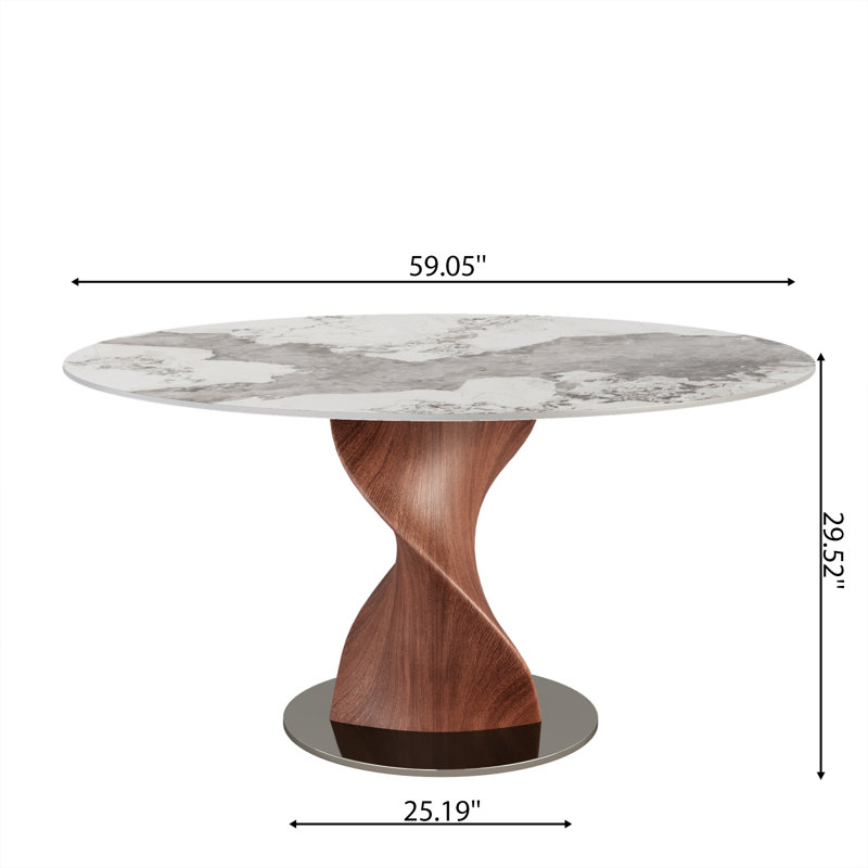 Table de salle à manger Mid-Century, H 29,53 po x L 59,05 po x l 59,05 po, Glossy Sand