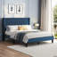 Upholstered Bed Frame with Wing Side-138528855-261817365