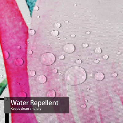 Rideau de douche tropical à motif aquarelle tropical avec 12 crochets