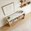 Console Whisper of Waves avec plateau en marbre blanc et placage en bois massif, tablette de rangement ouverte-1784697216