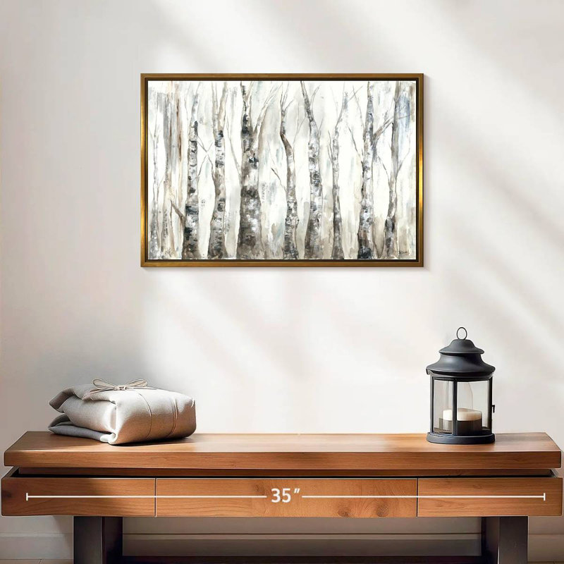 Winter Aspen Trunks - neutre, Cadre flottant doré, 19 po x 13 po