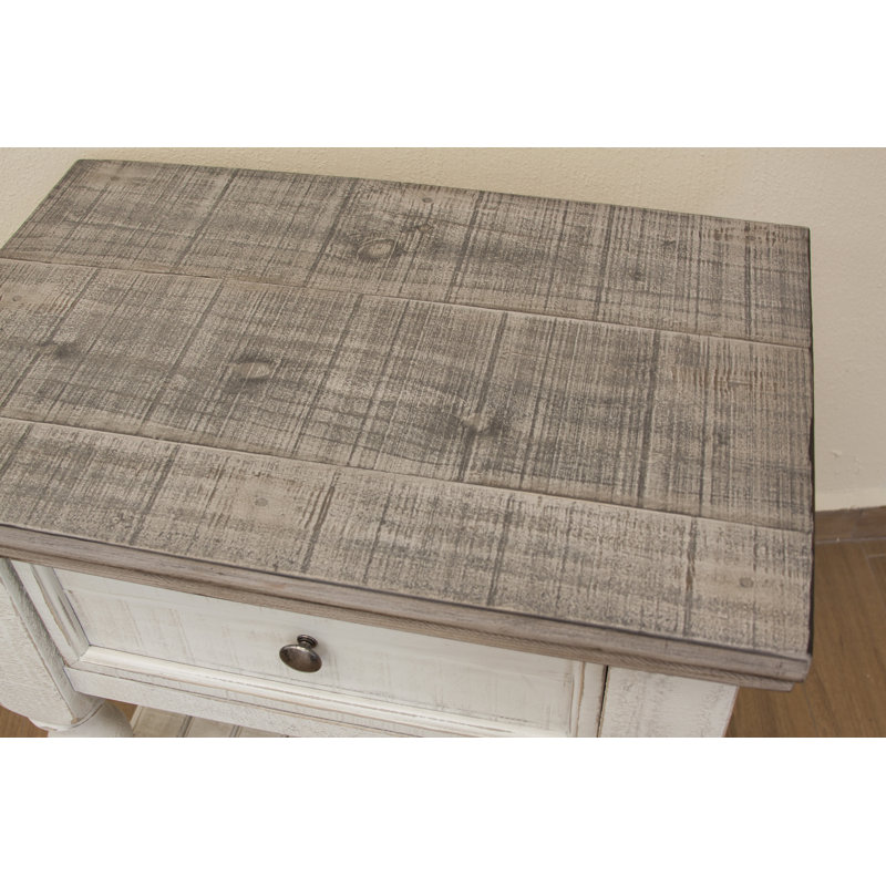 Stone 28'' W Solid Wood Nightstand, White