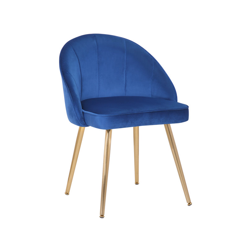 Mccain 45cm H Velvet Upholstered Upholstered Back Side Chair, Blue