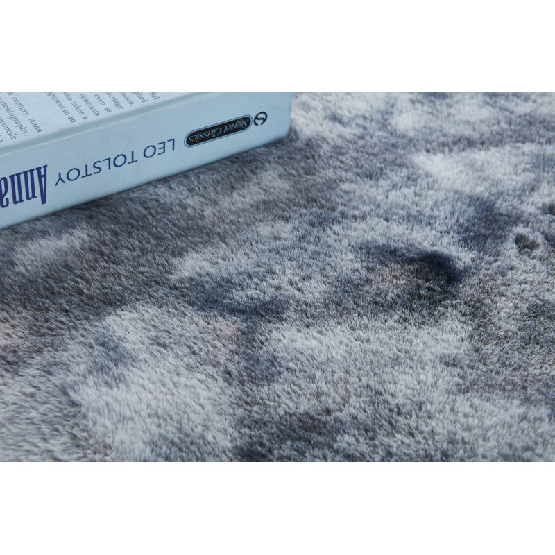 Tapis gris abstrait touffeté à la main, Rectangle 6 pi 7 po x 9 pi 10 po