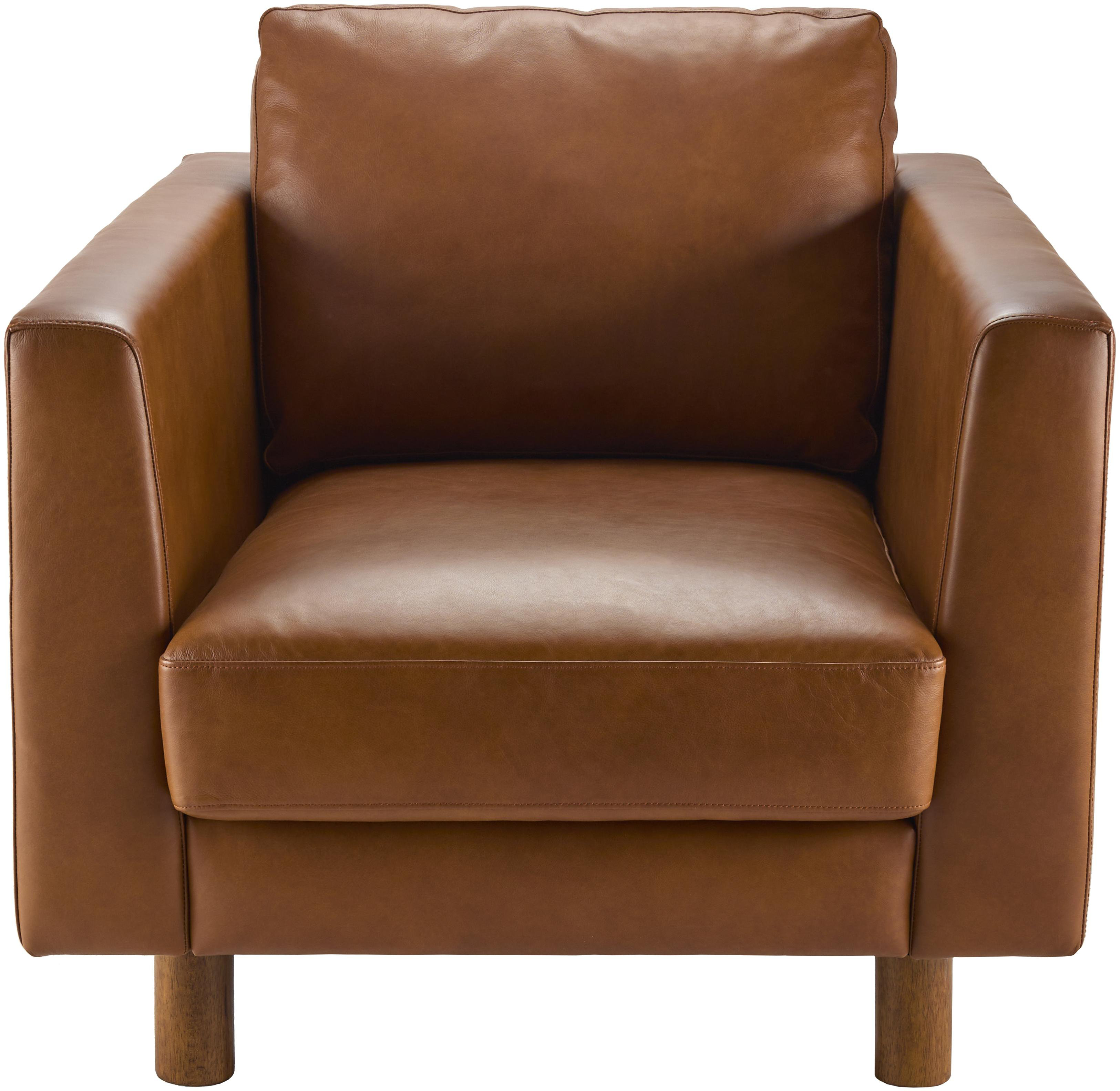 Daryon Leather Club Accent Chair - Luxurious Comfort, Goose Feather Cushion Filling, Square Arm Design Latitude Run