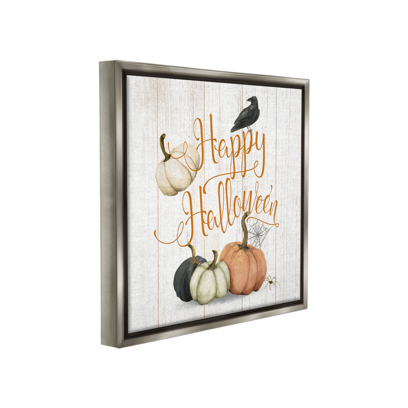 «Rustic Happy Halloween» par Deane Beesley sur, H 18 po x l 18 po, Cadre flottant gris lustré