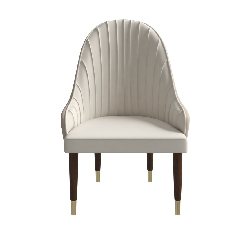 Chaise d'appoint rembourrée en cuir avec dossier incurvé Simoneau, Crème