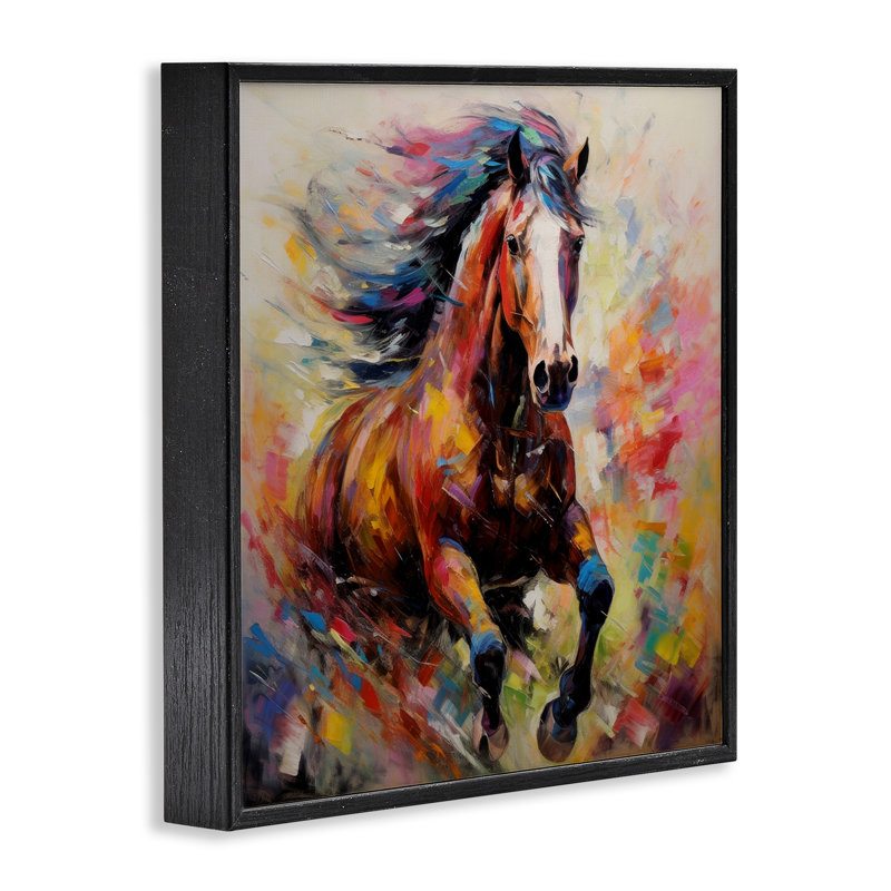 Cheval vif au galop, H 17 po x l 17 po x P 1,5 po, Cadre noir