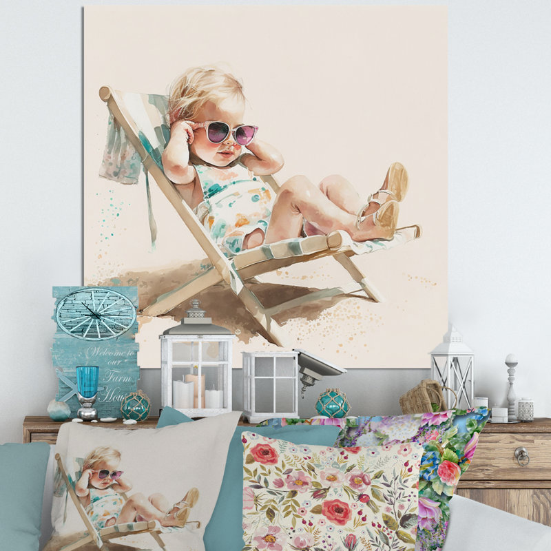 Art sur toile, "Child on the beach I", H 36 po x l 36 po, Toile tendue