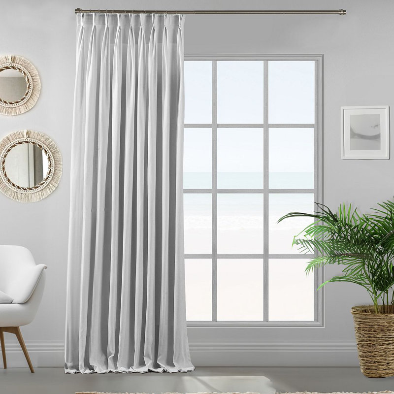 Panneau de rideau simple décoratif à double pincement très long et très large, L 52 po x L 192 po, Blanc pur