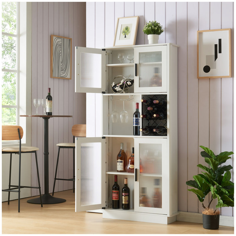Armoires à vin à DEL avec porte-bouteilles, porte-bouteilles, armoire de rangement pour cuisine, salle à manger, blanc étroit