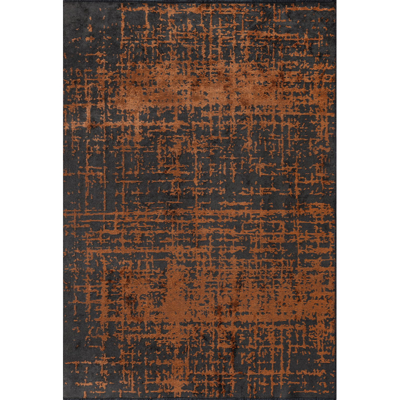 Rapture Gray/Orange Abstract Luxury Area Rug, Rectangle 7'10" x 11'2"