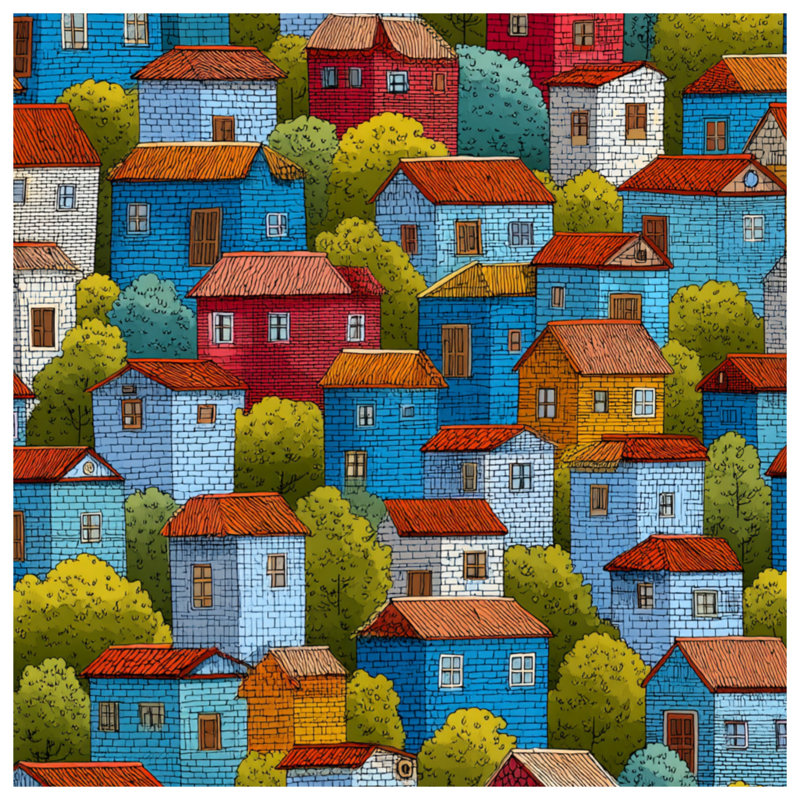 Tapis de bain maisons éclectique, 24in W x 17in L