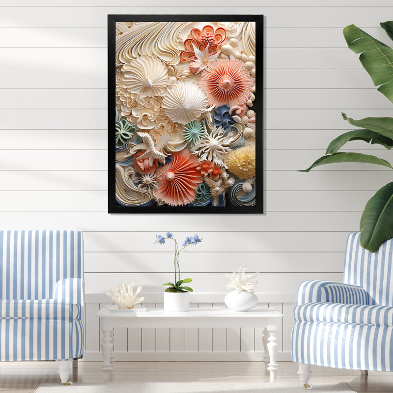 Créatures marines luxuriantes sur toile, H 20 po x l 12 po x P 1 po, Cadre simple noir