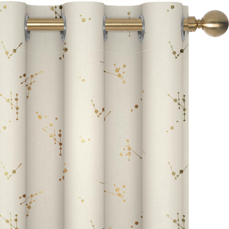 Ensemble de 4 rideaux occultants avec œillets métallisés Foil Print, Beige, L 42 po x L 45 po