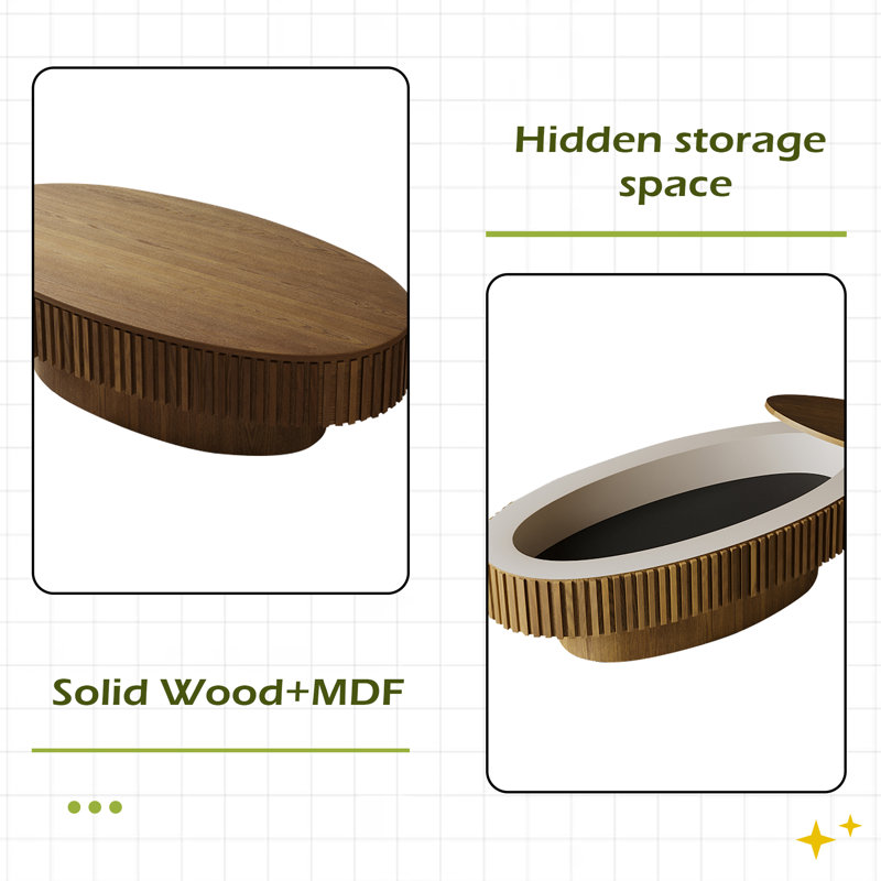 Table basse 47 po ovale avec rangement