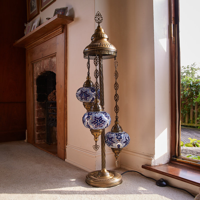 Karlie 102cm Antique Bronze Lighting Floor Lamp, Blue