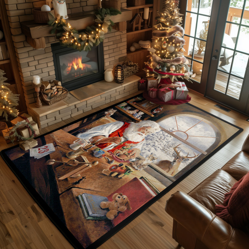 North Burnet Santa Gifts Area Rug, Rectangle 5'4" x 7'8"