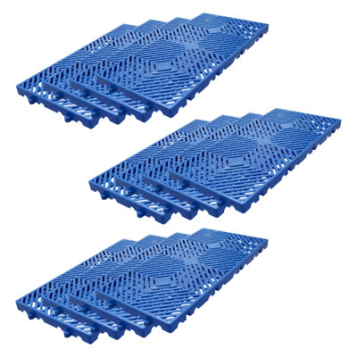Paquet de 12 palettes en plastique: PEHD imperméable, plateforme grillagée (11,8 po x 23,6 po x 1,18 po), légère pour le rangement dans le garage / sous-sol / entrepôt