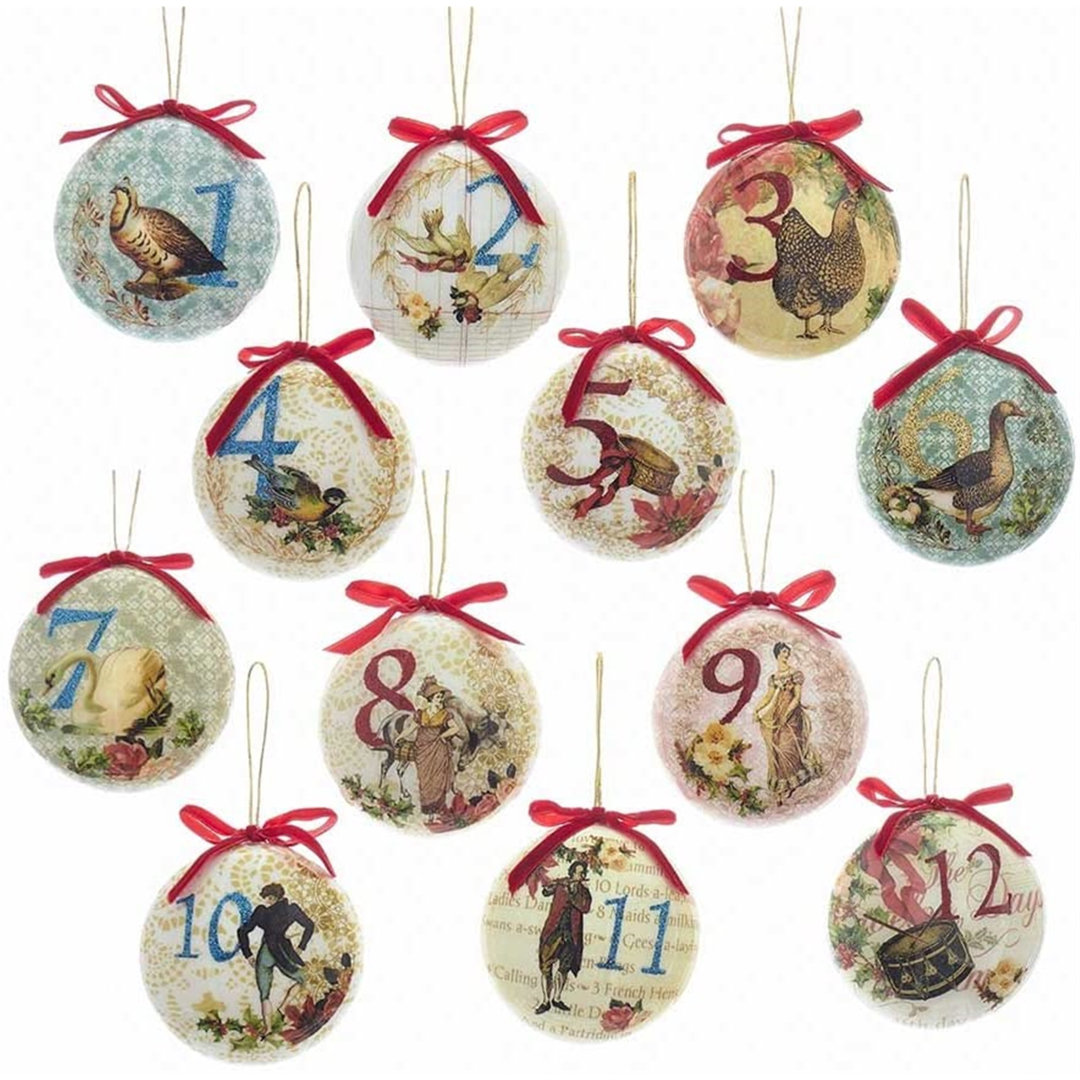 12 Piece Decoupage Ball Ornament Set Kurt Adler