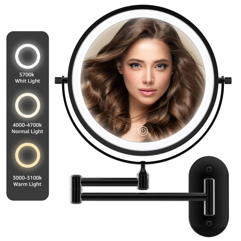  Miroir de maquillage à DEL, Noir, 10