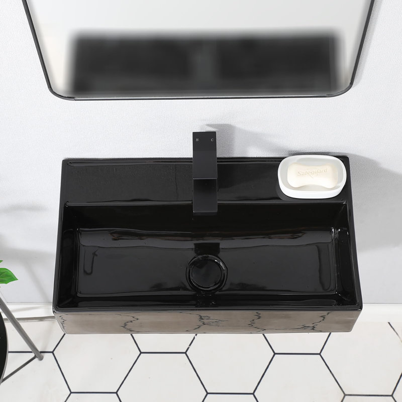Lavabo de salle de bain mural, Noir