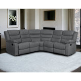 Reclining Sectional Sofa, Microfiber Manual 5 Seats Recliner Sectional Sofa with Cup Holders