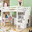 Lit mezzanine double avec tiroirs, bureau, escalier de rangement et garde-corps-1227326546