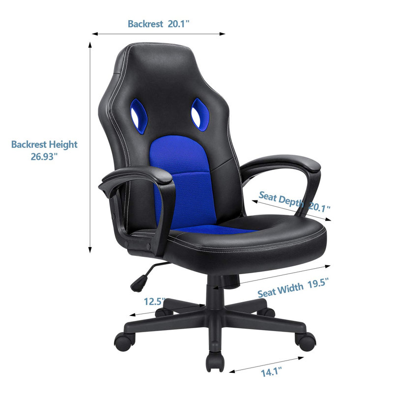 Chaise de jeu PC et de course, Bleu