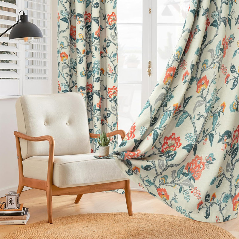 Rideaux 100% occultant à motif floral Ada, 52" W x 84" L