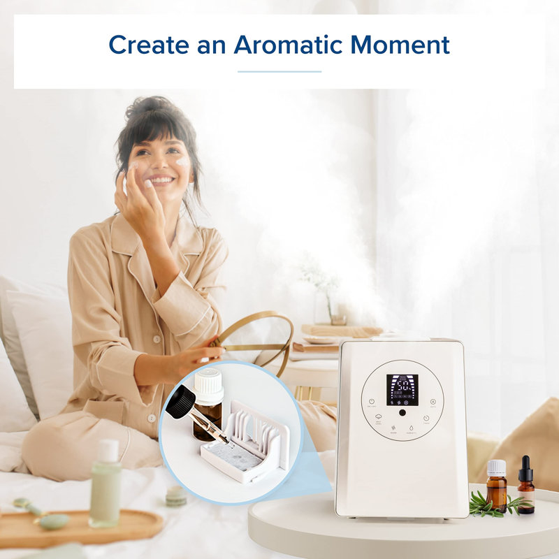 White Ultrasonic Humidifier with Warm and Cool Mist, 6L Capacity