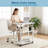 Height Adjustable C Shape Laptop Table with 2 Shelves