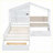 Twin Size Plywood/MDF/Pinewood House Bed with Sofa, Charging Station &amp; Drawers, White/Gray-1260865985